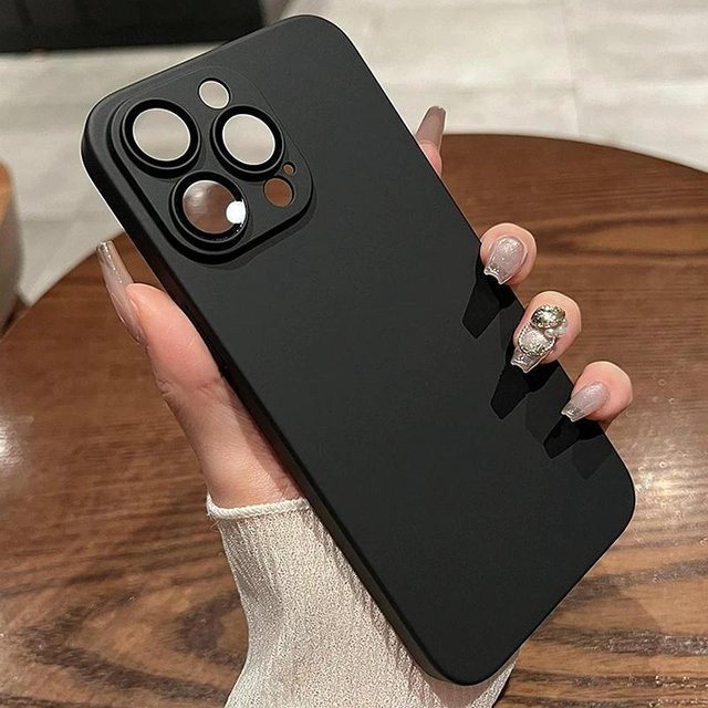 Tuiying002 Robuste Handyhülle in Matt-Optik mit Kameraschutz für iPhone, Schwarz - Bild 1