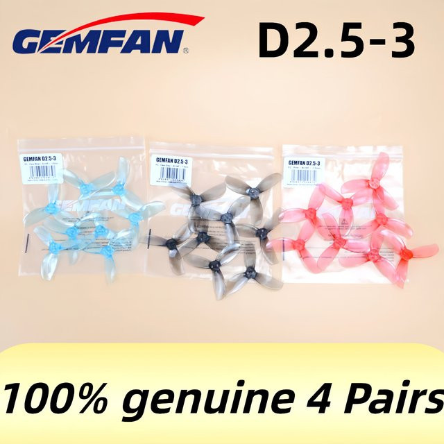 Gemfan D2.5 2,5 Zoll 3-Blatt FPV Propeller für 1404 Motoren, 8 Stück, Multicolour - Bild 1