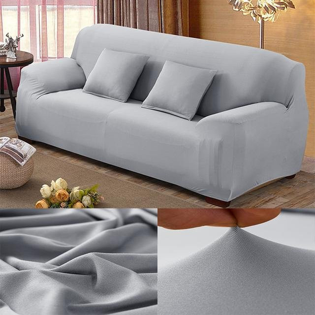 Lellen Stretch-Sofabezug für 2er-Sofas, Silber, waschbar und rutschfest - Bild 1