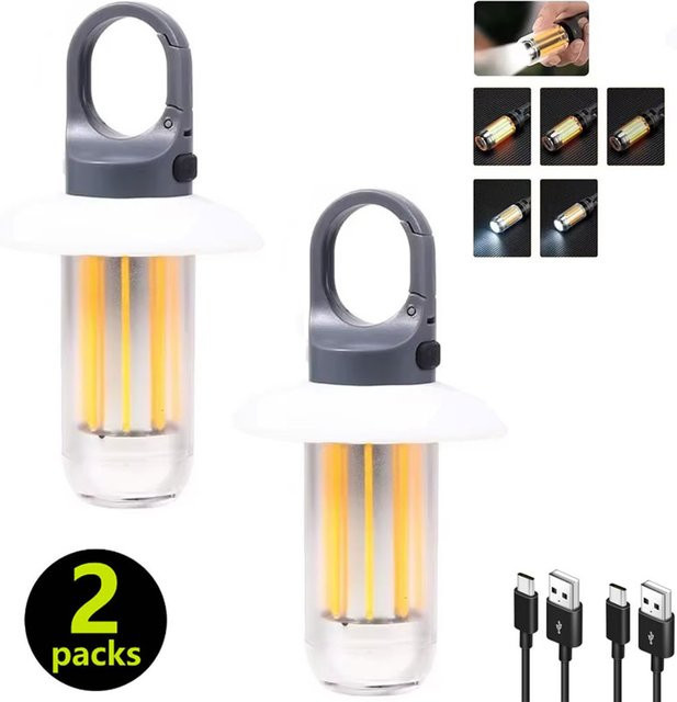 Heinast LED-Arbeitsleuchte, wiederaufladbare COB-Laterne mit warmweißem Licht und Haken für Camping, Angeln und Notfälle - Bild 1