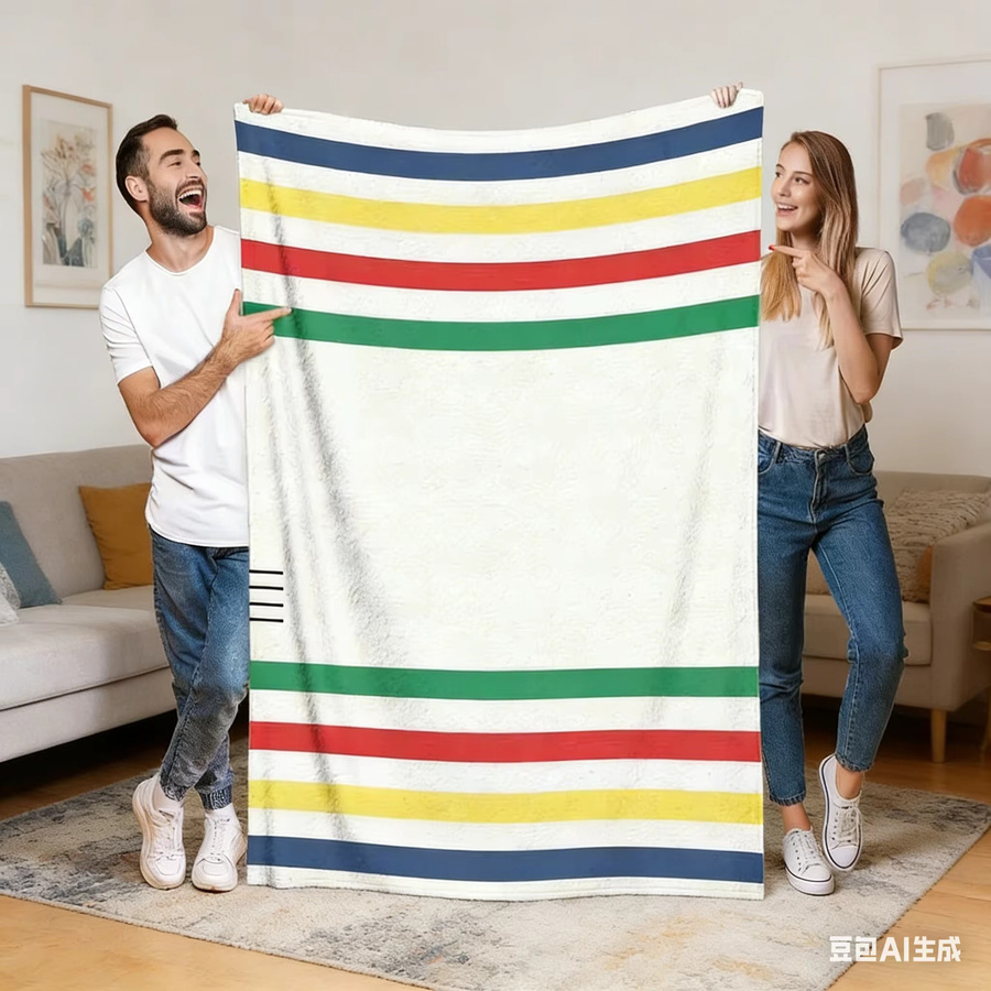 Hudson Bay Ultraweiche Fleecedecke gestreift in Multicolour für Erwachsene - Bild 3