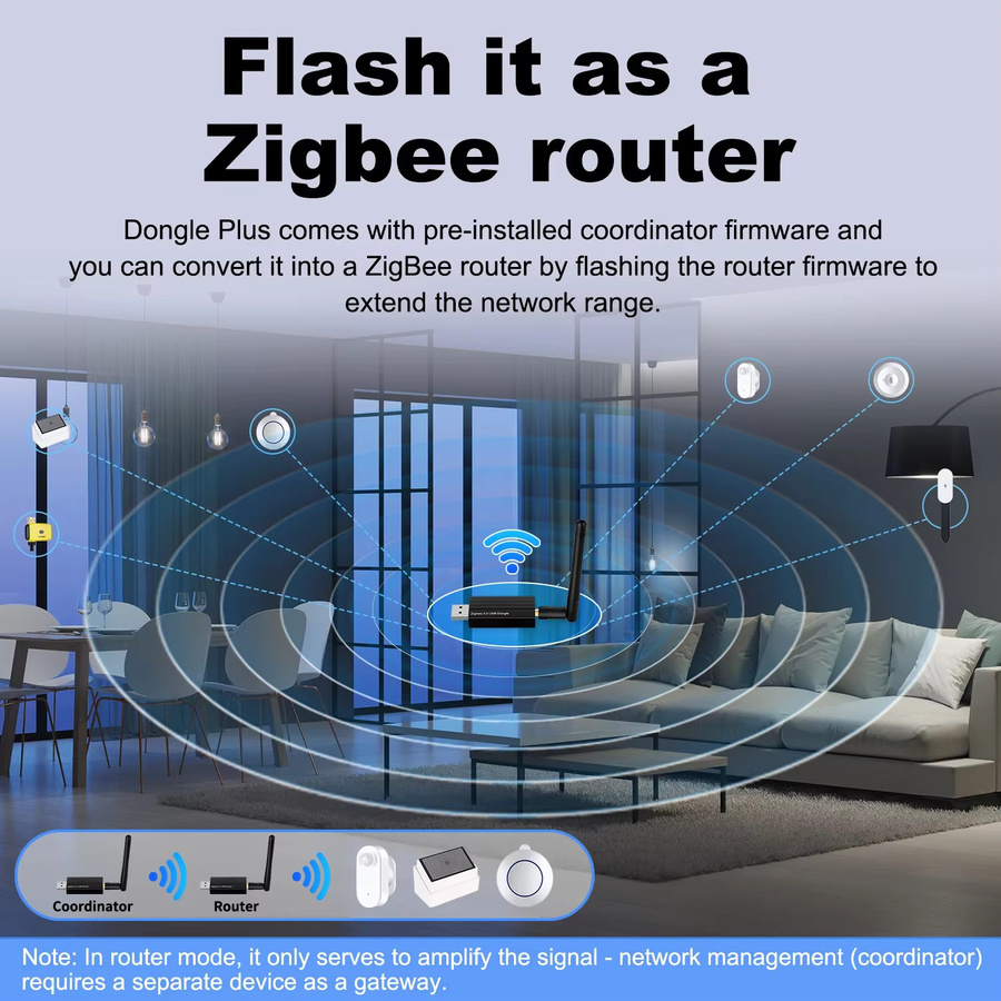 Haozee Zigbee 3.0 USB-Dongle universeller kabelloser Gateway-Hub für Hausautomation in Schwarz, kompatibel mit Home Assistant, Zigbee2MQTT, OpenHAB und Raspbian - Bild 5