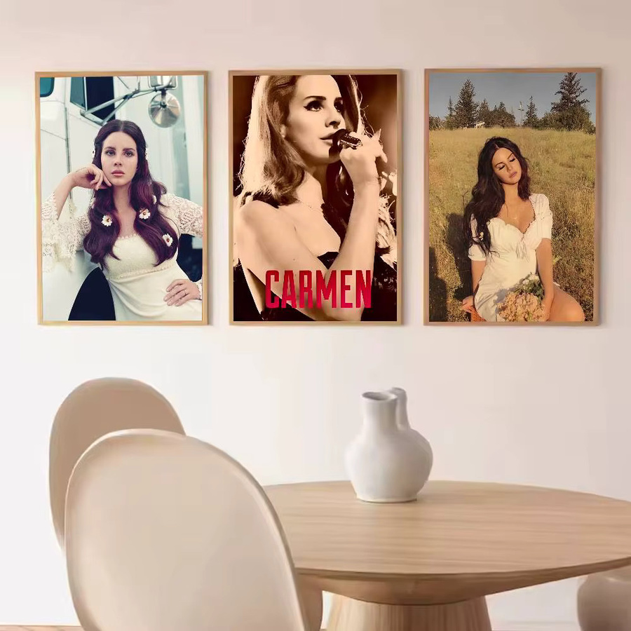 Potdemiel Lana Del Rey Poster Wandbild im Vintage-Stil mit Blumen, ungerahmt, Mehrfarbig - Bild 2