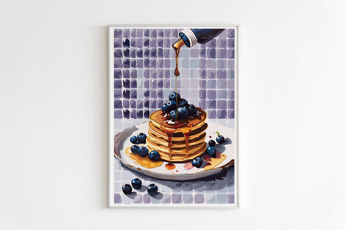 Leinwand Poster Potdemiel Kolibris mit Blaubeeren und Pfannkuchen im Portraitformat - Bild 2