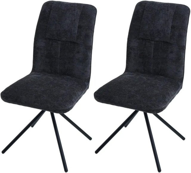 2er-Set MCW Esszimmerstuhl N99 in Dunkelgrau, drehbar mit Auto-Return Funktion, moderner Küchenstuhl aus Chenille-Stoff mit Öko-Tex Zertifizierung - Bild 2