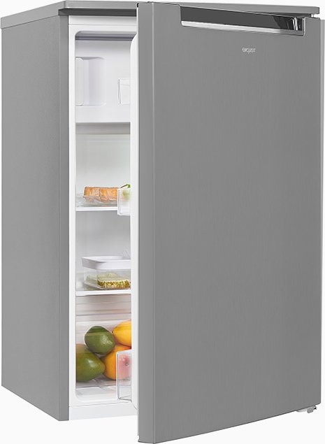 Exquisit Kühlschrank KS15-4-E-040D in Silver, Standgerät mit Inoxlook, B/T/H: 55 x 58 x 141 cm - Bild 1
