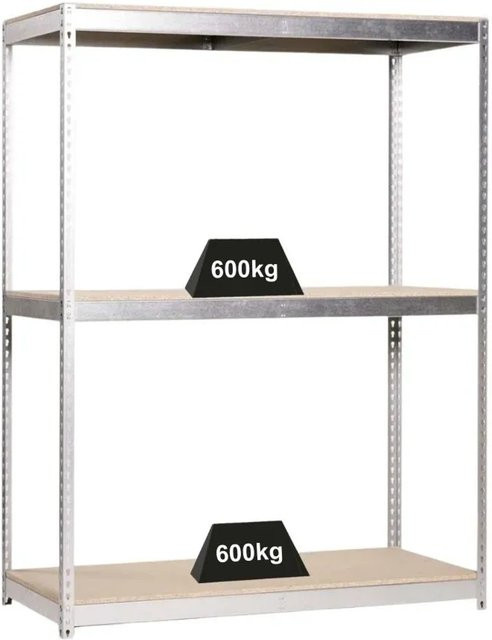 PROREGAL Schwerlastregal Wood Beast, 3 Ebenen, H x B x T: 200 x 150 x 90 cm, Fachlast 600 kg, silber, pulverbeschichtet - Bild 1