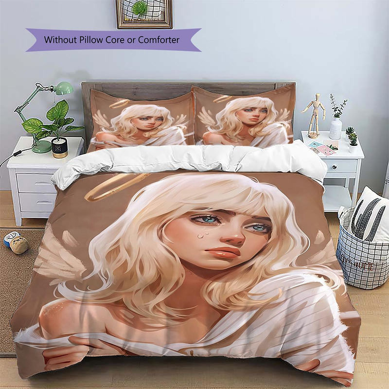 Billie Eilish Muster Bettwäsche Set aus Polyester, Mehrfarbig, B/H: 260 x 240 cm, inklusive 1 Bettbezug und 2 Kissenbezügen - Bild 6