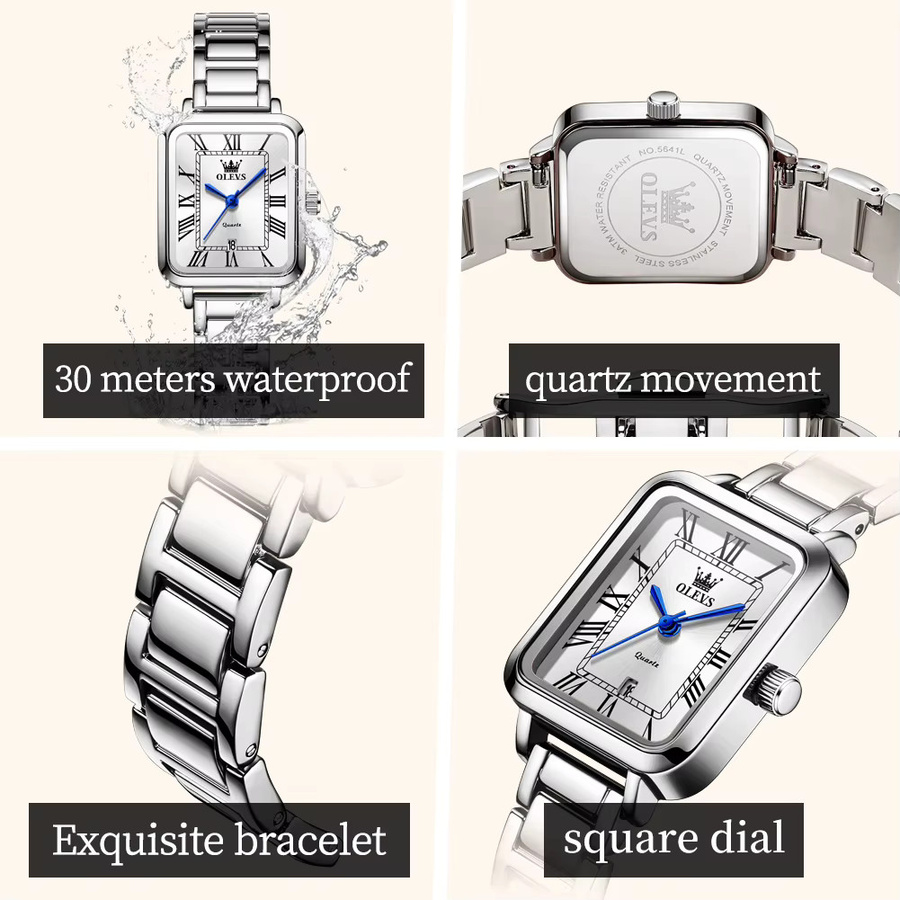 OLEVS Armbanduhr Quarz, Edelstahl, Weiß, Damen - Bild 5