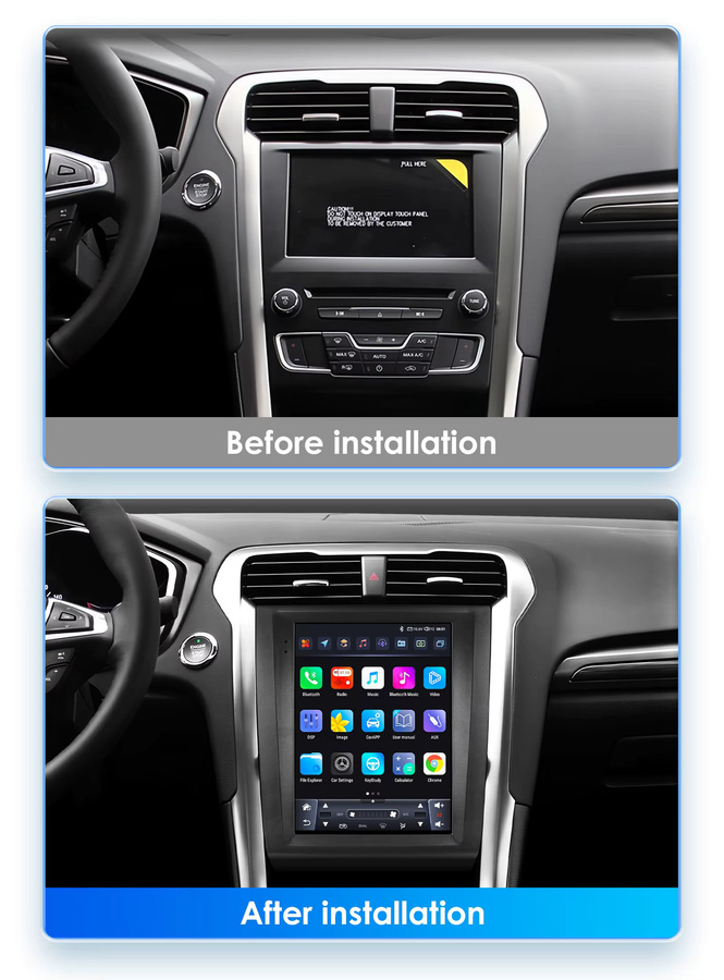 Hizpo Autoradio mit 9,7 Zoll vertikalem Bildschirm für Ford Mondeo Mk5 und Fusion 2013-2019, Bluetooth, RDS, DSP, Schwarz - Bild 2