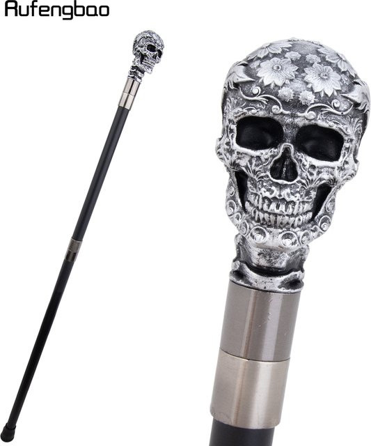 Rufengbao Cane, Silber Rose Blume Schädel Kopf, Fantasy, 94 cm - Bild 1