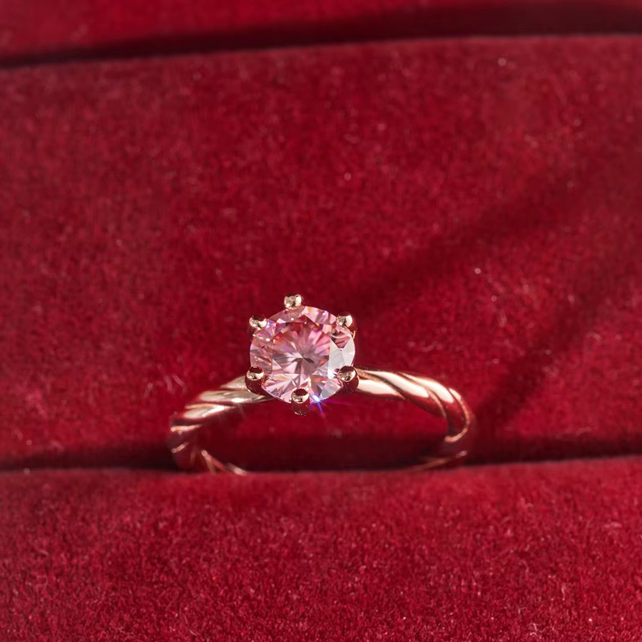 BIJOX STORY Fingerring 925 Silber, rosafarbenem Moissanit, Damen - Bild 2