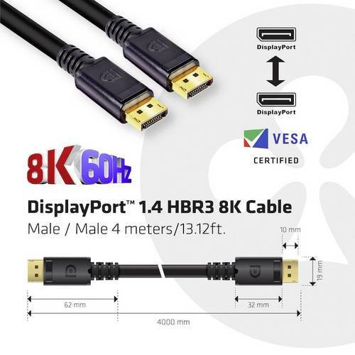 Club3D DisplayPort Kabel DisplayPort 1.4 Schwarz 4 m - Bild 1