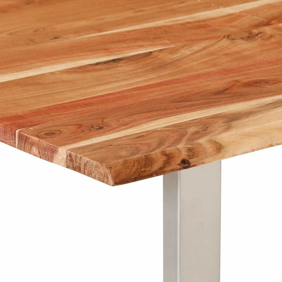 vidaXL Esstisch aus massivem Akazienholz und pulverbeschichtetem Stahl in Silber und Braun, B/T/H: 160 x 80 x 76 cm - Bild 4