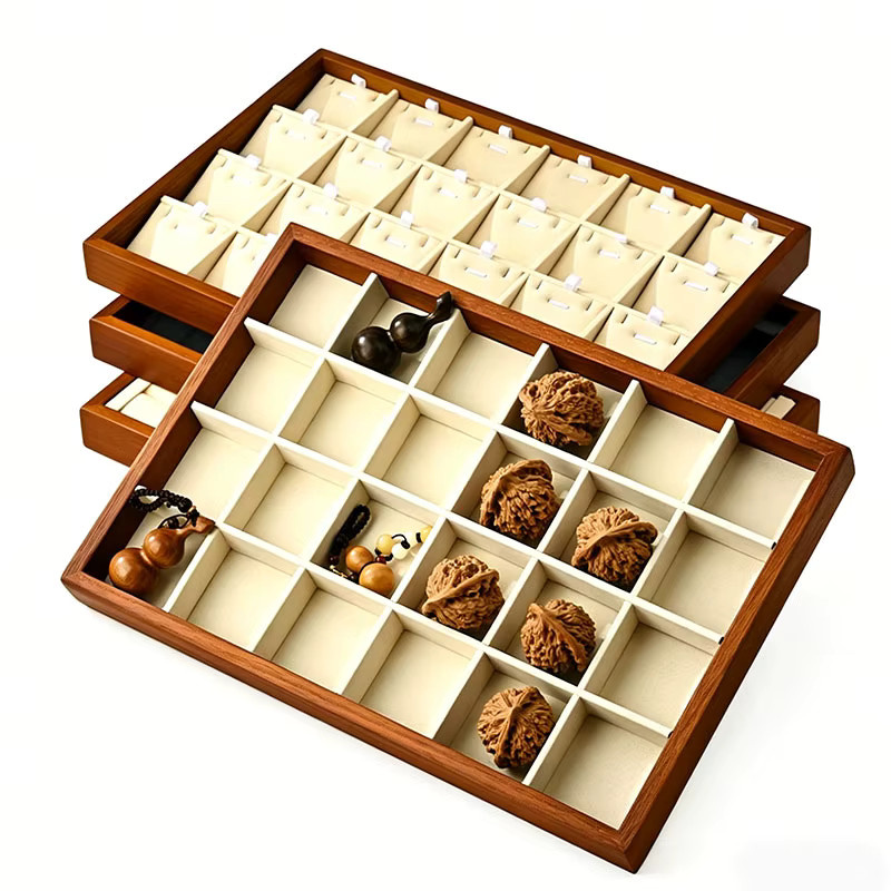 WoodTen Schmuckbox Schmuckorganizer in Grau als multifunktionales Aufbewahrungstablett für Ringe, Anhänger, Armbänder und Ohrringe - Bild 3