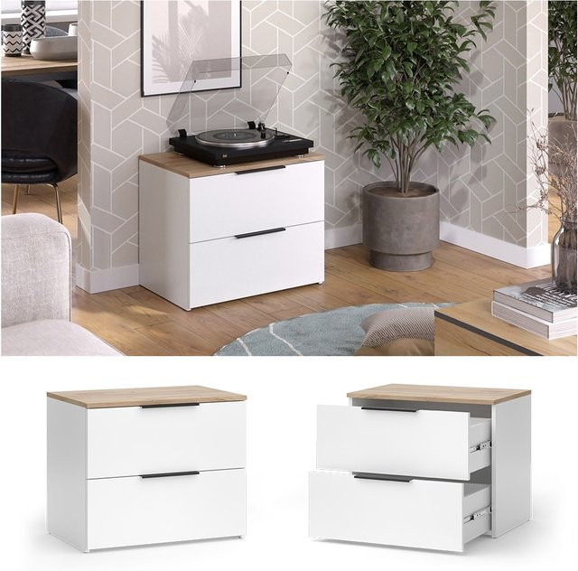 Vicco Kommode Wido in Weiß Eiche mit 2 Schubladen, Breite: 60 cm, Tiefe: 50 cm - Bild 1