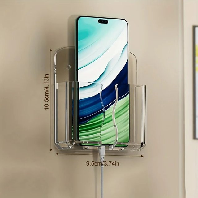 Universeller Handy Wandhalter und Organizer in Transparent für Handy und Fernbedienung - Bild 1
