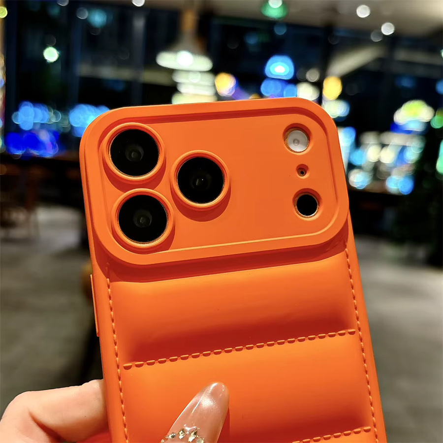Xeber Daunenjacke Handyhülle mit Umhängeband für iPhone 11 bis iPhone 17 Pro Max Plus Air XR XS Max, Schwarz - Bild 3