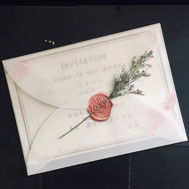 20 Stück HUALIWEN Halbtransparente Schwefelsäurepapier-Umschläge für DIY Postkarten, Kartenaufbewahrung und Geschenkverpackungen in Transparent - Bild 2