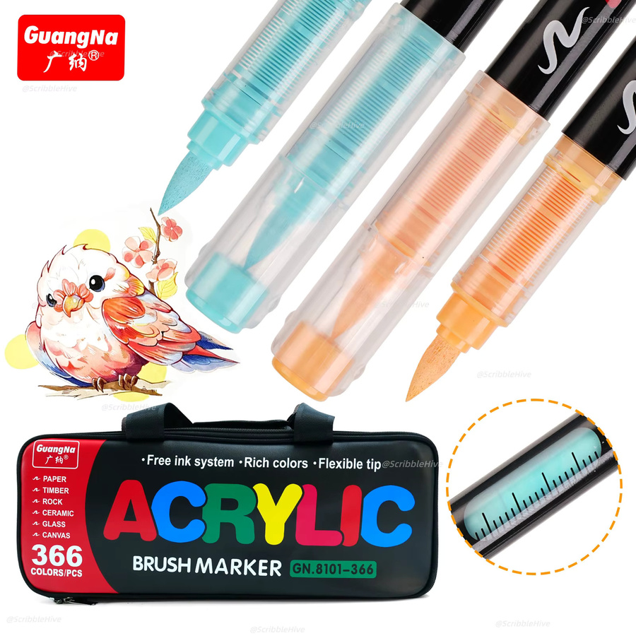 Professionelle Acryl-Farbmarker Set mit 366 Farben und weicher Pinselspitze für DIY-Handwerk in Multicolour - Bild 4