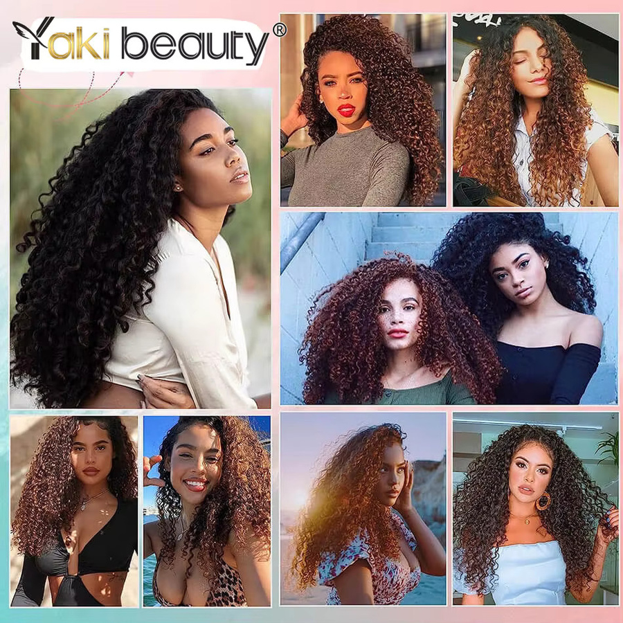 YAKIBEAUTY Clip-in-Haarteil Lockenhaarverlängerungen, 6 Stück, Schwarz/Braun, 160 g - Bild 6