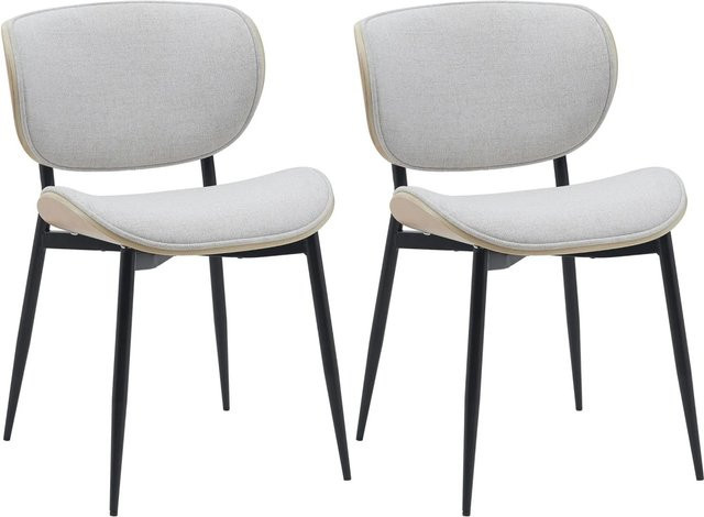 DELUKE 2er Set Esszimmerstühle DUVAN in Natur-beige mit Stoffbezug, B/T/H: 50 x 54 x 80 cm - Bild 1