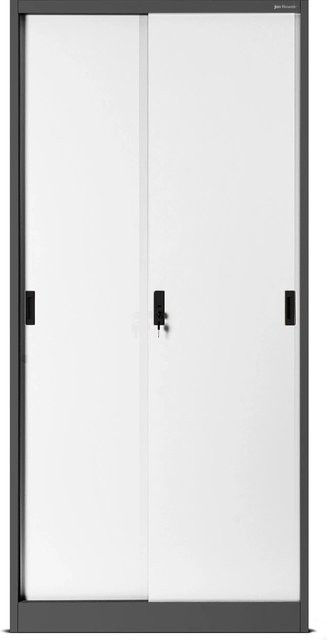 Jan Nowak Aktenschrank KUBA mit Schiebetüren aus Stahl in Anthrazit-Weiß, H: 185 cm, B: 90 cm, T: 40 cm - Bild 1
