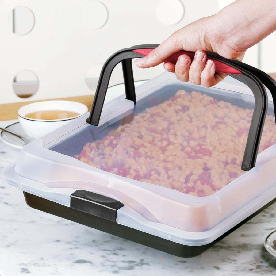 Zenker Blechkuchen Form mit Tragehaube Special to go, rechteckig, B: 42 cm, T: 29 cm, H: 7 cm - Bild 2