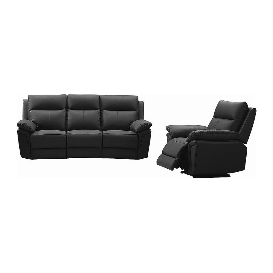 Vente-unique Couchgarnitur Pakita aus Büffelleder mit 3-Sitzer und Sessel in Schwarz, B: 208 cm, T: 98 cm, H: 102 cm - Bild 2