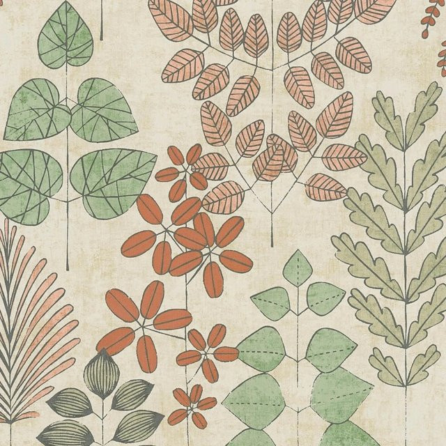 PROFHOME Landhaus Tapete Floral Matt in Grün Rot-Braun Beige Grau, Vlies, Breite: 0,53 m, Länge: 10,05 m - Bild 1