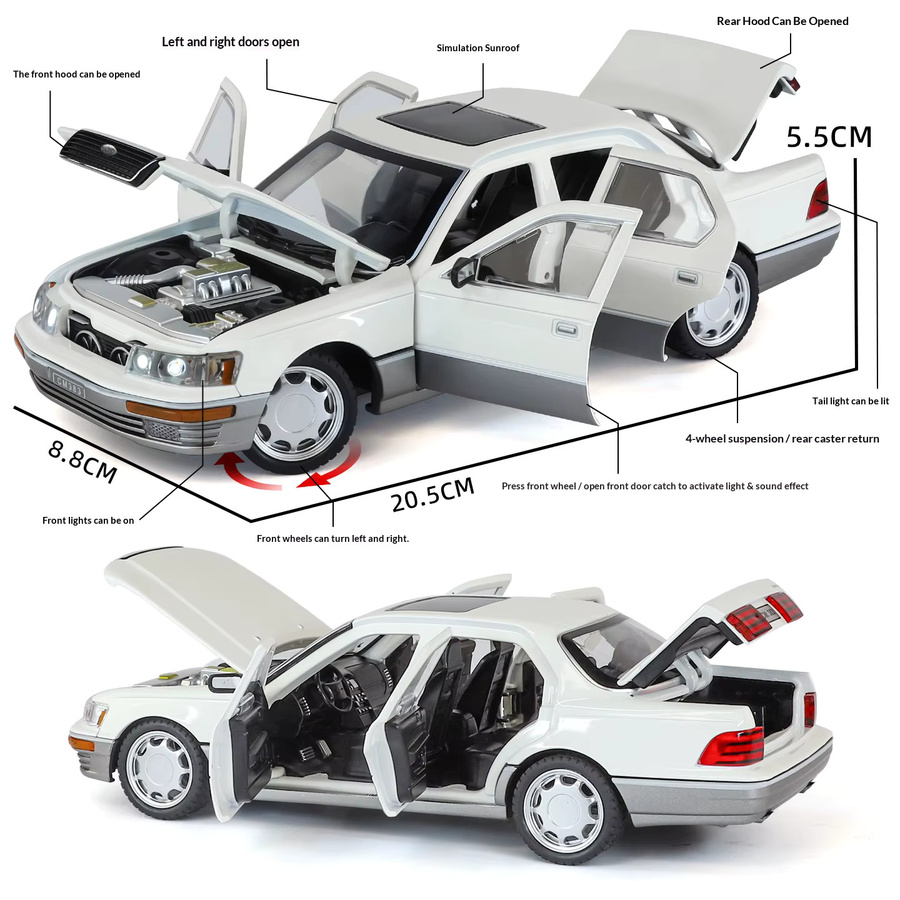Maisto Lexus LS400, Spielzeugauto, 1:24, mit Licht und Sound, Weiß - Bild 1