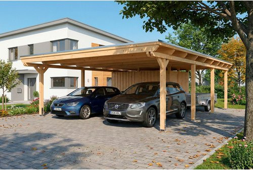 SKANHOLZ Carport Emsland aus Fichte mit EPDM-Flachdach und Abstellraum, Farbe: beige, B: 609 cm, T: 846 cm - Bild 1