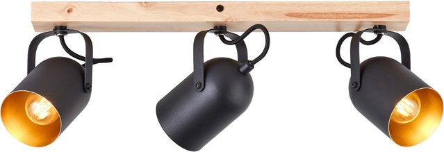Brilliant Spotbalken Tronte 3-flammig Schwarz-Holz-Gold B/T/H: 50 x 18 x 8 cm - Bild 1