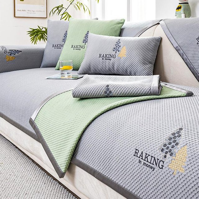 Modernes Sommer Sofakissen aus Eisseide in Grau, quadratisch, B/B: 70 x 70 cm - Bild 1