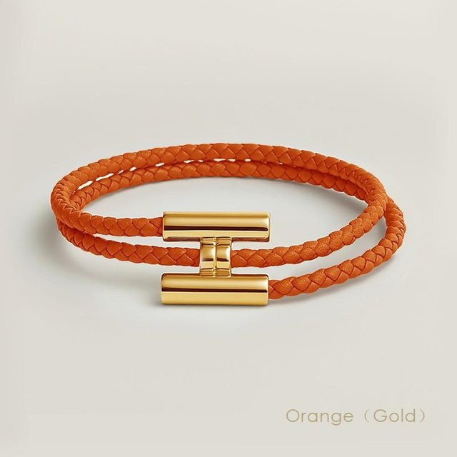 Moonlight Classic H Knopf Armband, doppellagiges Leder, Damen, rot - Bild 1