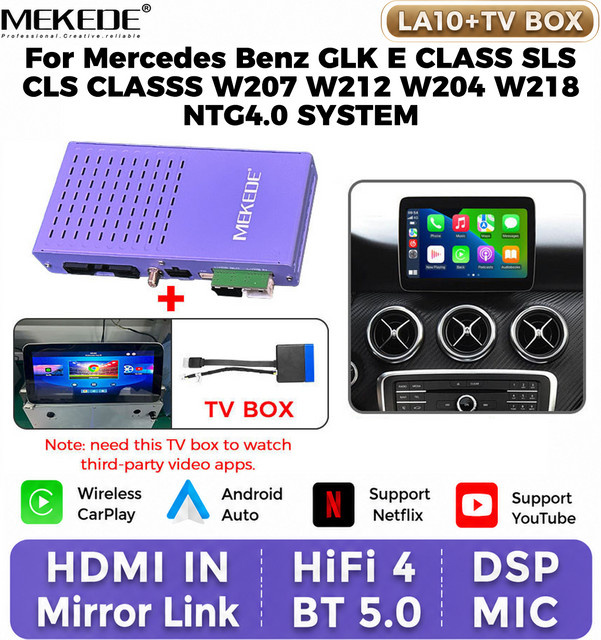 MEKEDE Wireless CarPlay Android Auto Decoder Box für Mercedes Benz NTG4.0 System zur Unterstützung von YouTube und Netflix als Ai Box Upgrade für OEM-Bildschirme - Bild 1