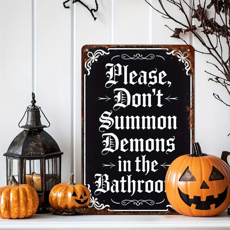 HELLOYOUNG Halloween Retro-Metallblechschild Badezimmer Wandkunst Dekoration Schwarz B: 20 cm, H: 30 cm - Bild 6