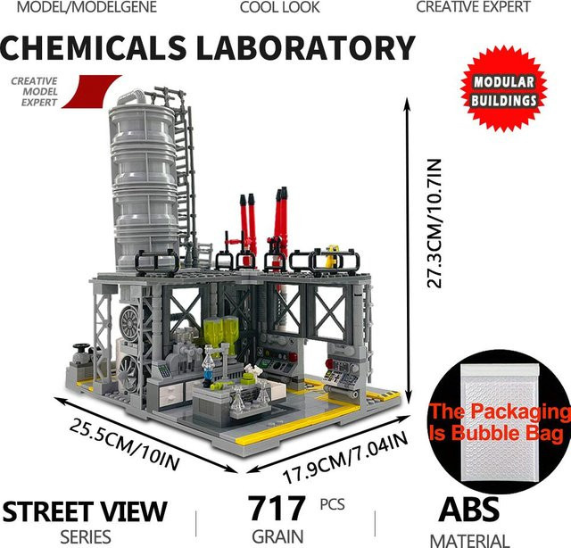 Chemiewerk Labor Erdgaslagerzentrum Transport Erdölverladestation Ziegel Modellbausteine, ab 14 Jahren - Bild 1