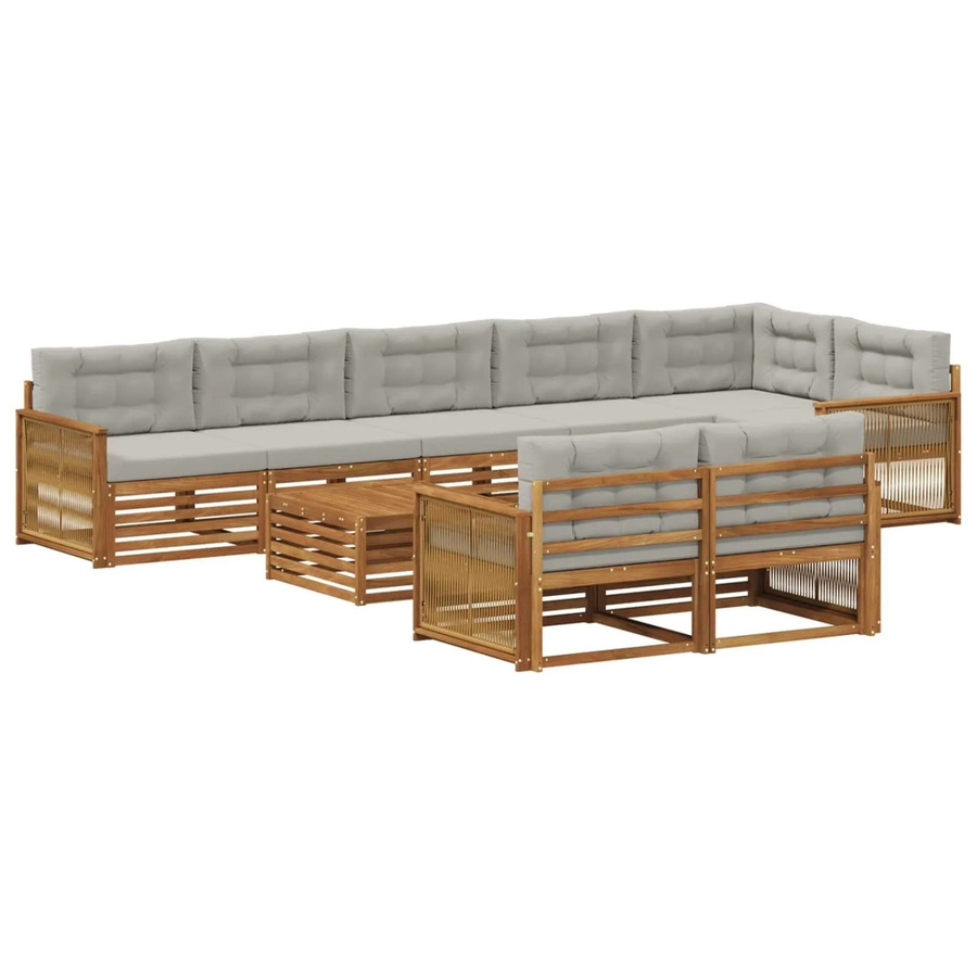 vidaXL Outdoor-Sofagarnitur aus Akazienholz mit 9 Kissen und Armlehnen - Bild 2