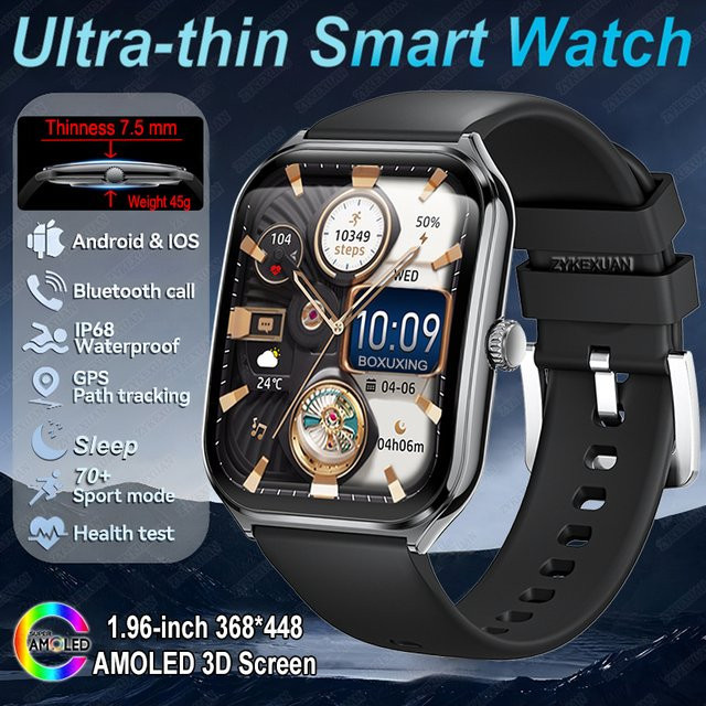 OPPO Smartwatch, 1,96 Zoll, Schwarz, Silikon, Unisex, wasserdicht - Bild 1