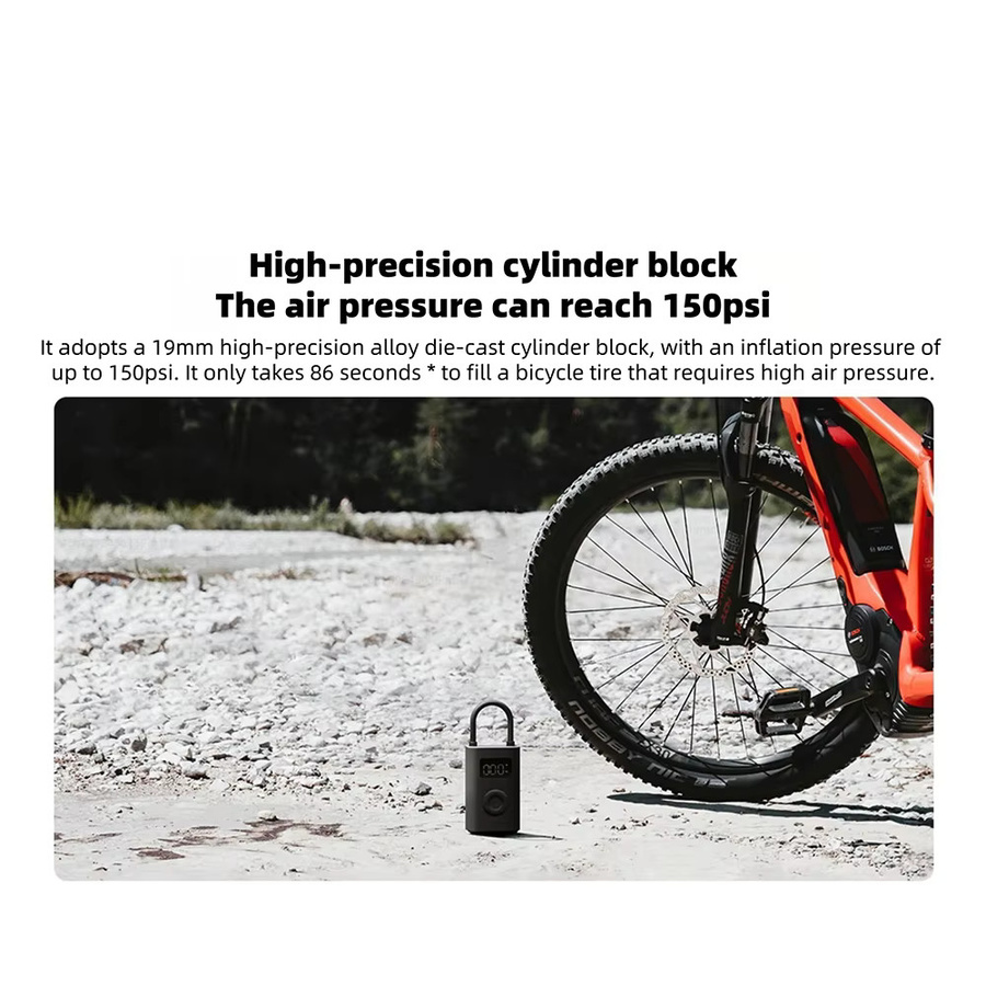 MIJIA Tragbarer Luftkompressor 2D Aufblasbarer Inflator mit 2000mAh Akku in Schwarz für Fahrrad, Auto, Motorrad und Ball - Bild 3