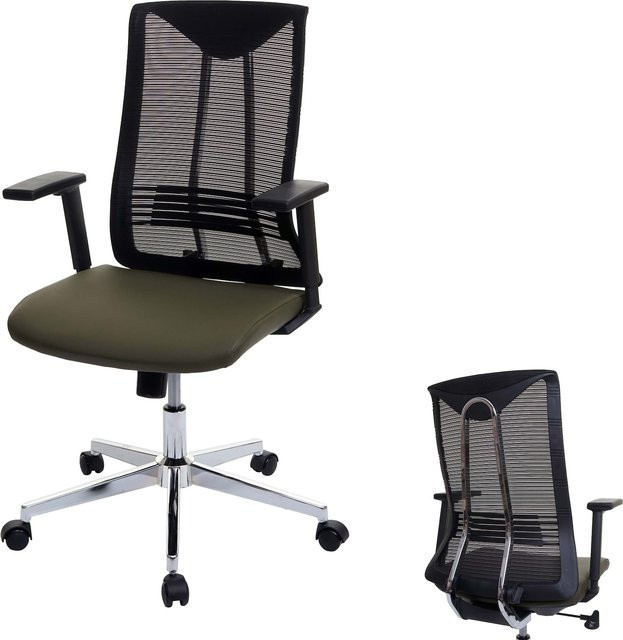 Ergonomischer Bürostuhl MCW J53 in Olivgrün mit Kunstleder, Kopfstütze und Armlehnen, B/T/H: 65 x 66 x 120 cm - Bild 1