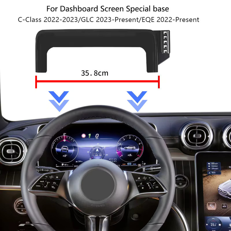 AULIGUS Handyhalterung für Mercedes-Benz C-Klasse, GLC und V-Klasse in Schwarz für LHD Infotainment Bildschirme - Bild 4