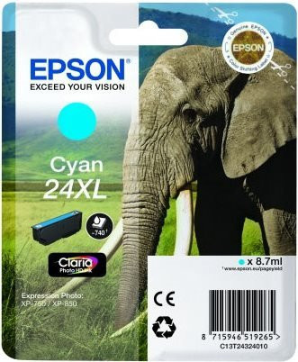 Epson 24XL Cyan Tintenpatrone für Expression Photo XP-55, XP-750, XP-760, XP-850, XP-860, XP-950, XP-960 und Expression Premium XP-750, XP-850, 8,7 ml - Bild 1