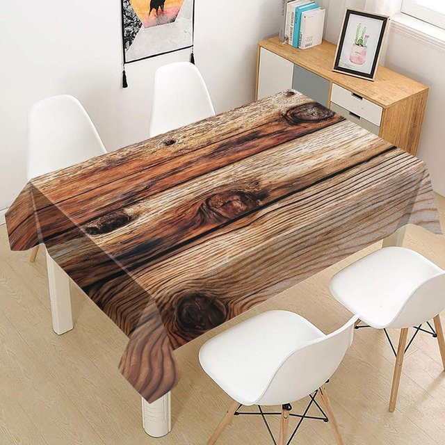 Rustikale Tischdecke mit Holzmuster von JMG Household Supplies in Braun, rechteckige Polyester-Tischabdeckung für Party und Zuhause, B/T: 145 x 200 cm - Bild 1