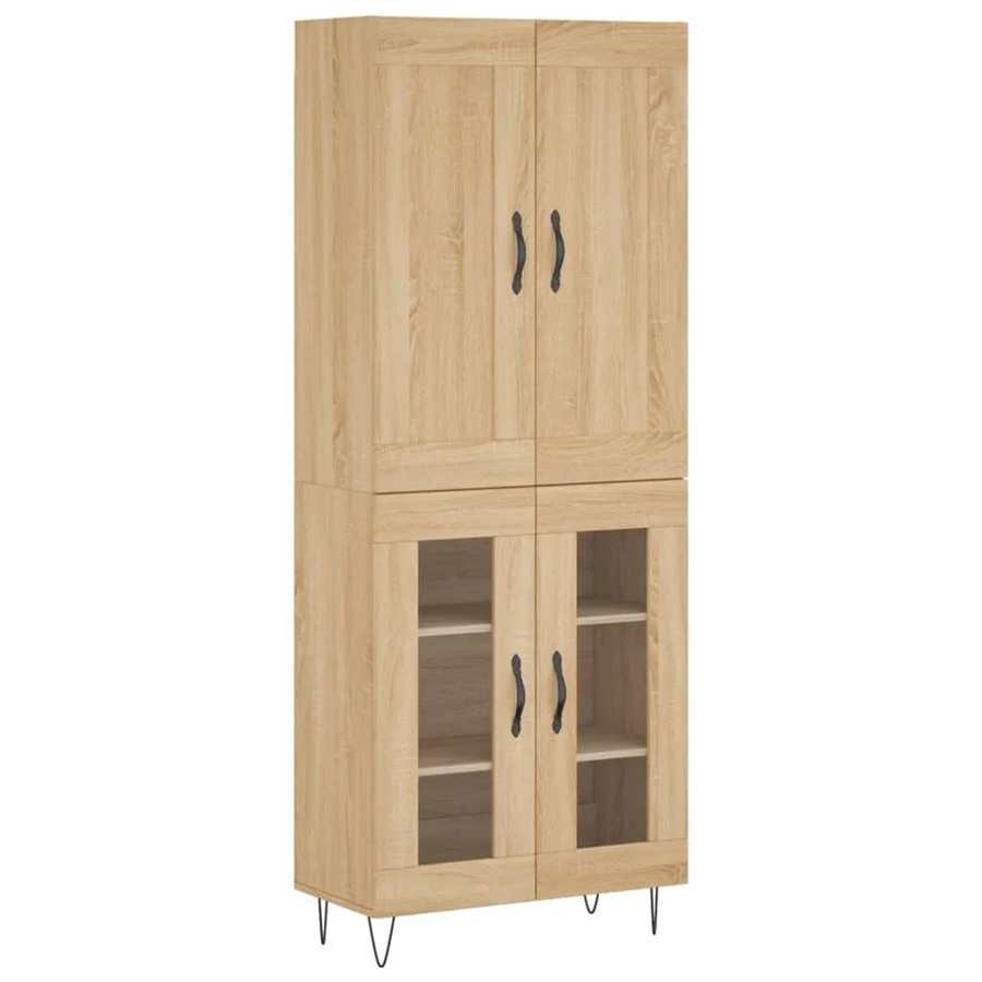 vidaXL Highboard Sonoma-Eiche mit Glastüren, Farbe Braun, B/T/H: 69,5 x 34,0 x 180,0 cm - Bild 2
