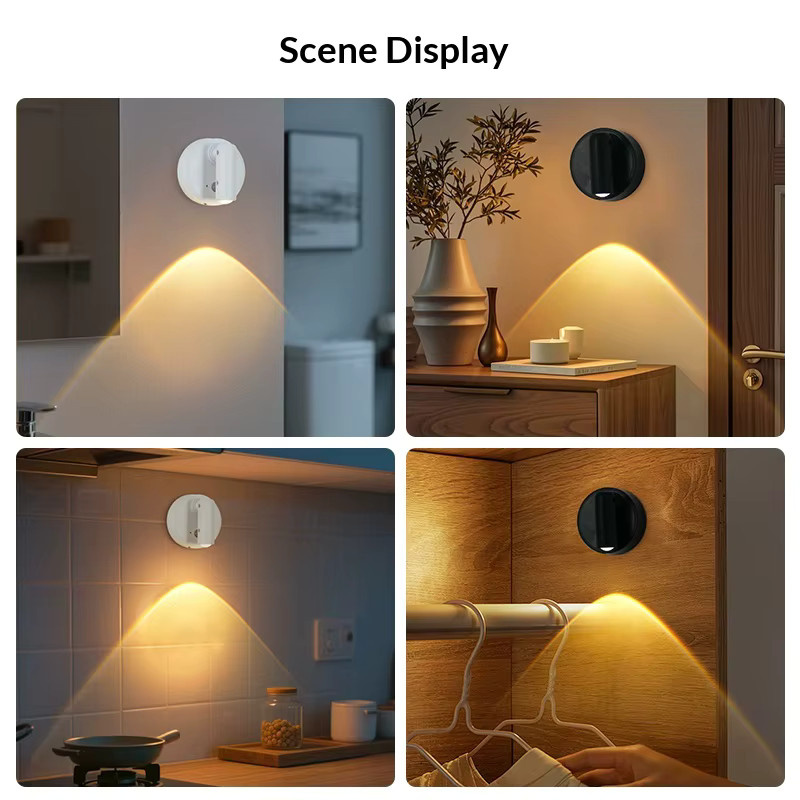 Szaoju LED Wandleuchte mit Bewegungssensor und Touch-Schalter, magnetisch, dimmbar, USB aufladbar, Schwarz - Bild 6