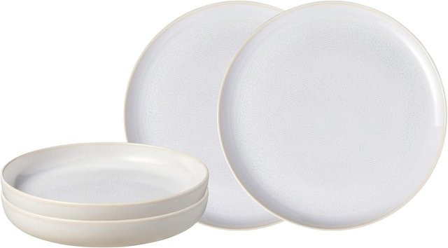 Villeroy & Boch Tafel-Set Crafted Cotton 4-teilig in Weiß und Beige aus Porzellan - Bild 1