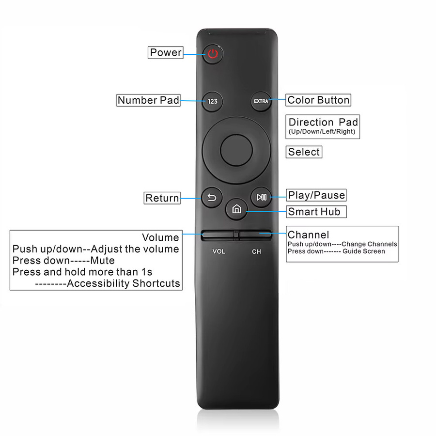 Samsung Smart Fernbedienung Ersatz für HD 4K Smart TV in Schwarz BN59-01310A BN59-01312A - Bild 6