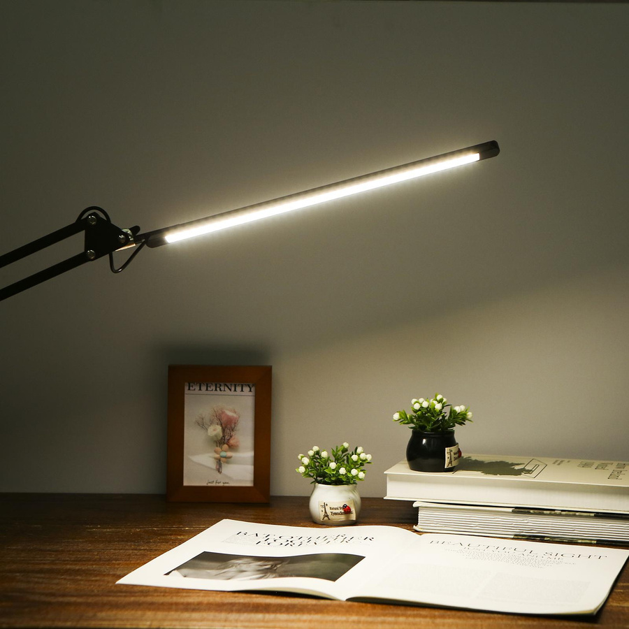 Neoglint LED-Schreibtischlampe mit Klemme in Schwarz, dimmbares Leselicht mit 3 Farbmodi und 10 Helligkeitsstufen - Bild 4